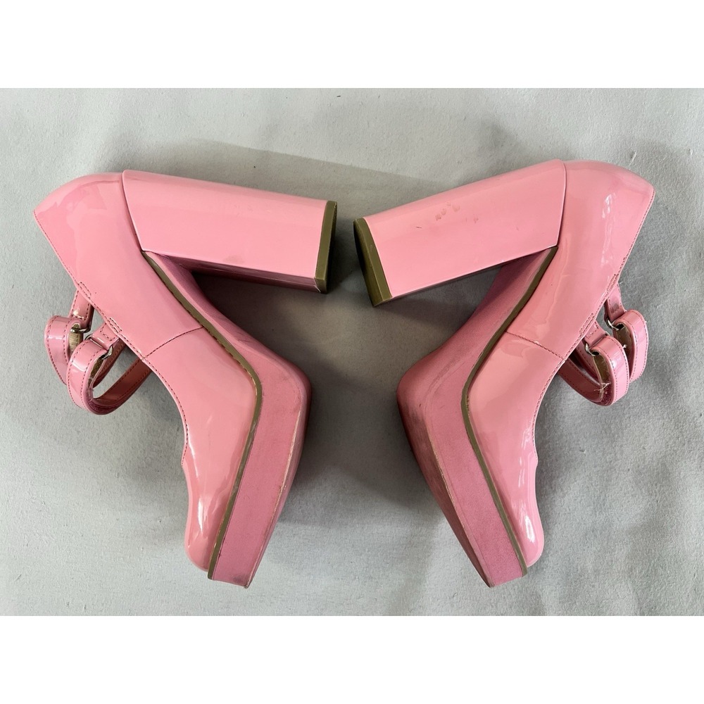 STEVE MADDEN Platform Twice Patent Babydoll Mary Jane Chunky Square Heel Sz 6.5 - Picture 10 of 15